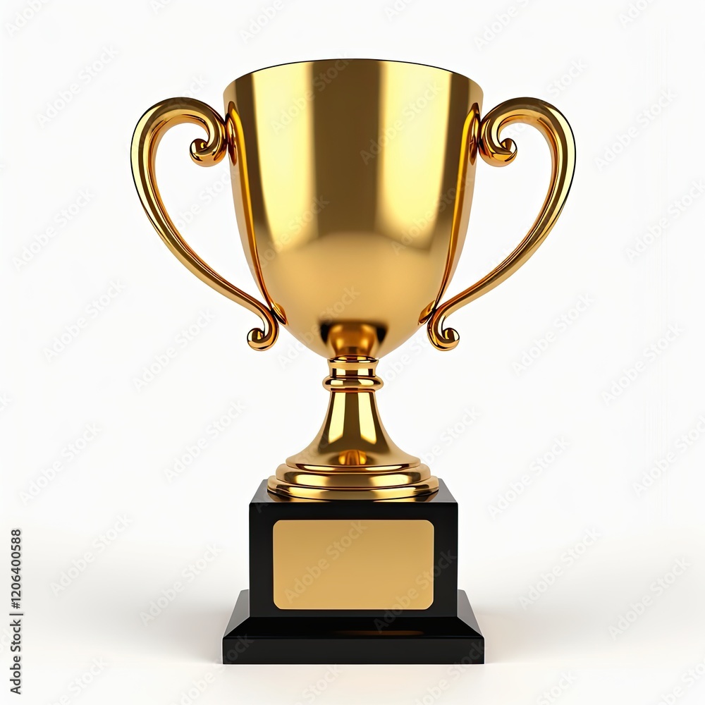 A gleaming golden trophy sits on a black base, ready to be awarded to a deserving winner.  Its elegant design and polished surface reflect ambition and success.