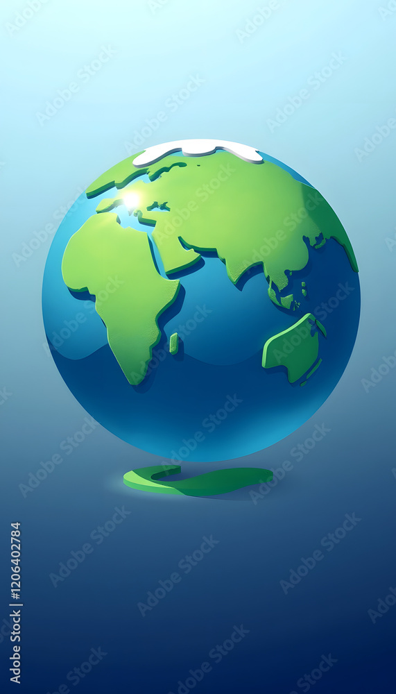 3D Illustration - The earth with heart shape, one line art, with white tones 3D Illustration - The earth with heart shape, one line art, with white tones