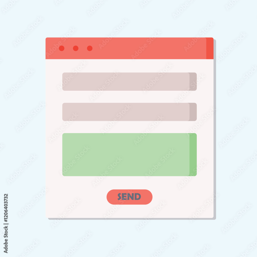 Vector illustration of a simple email form with input fields and a send button