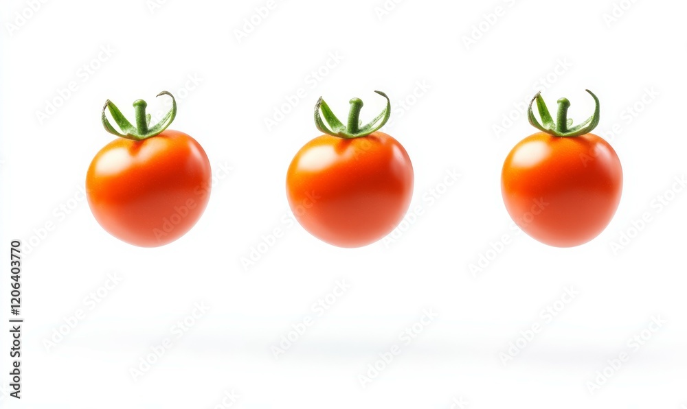 flying fresh tomatoes isolated on white background clipping path