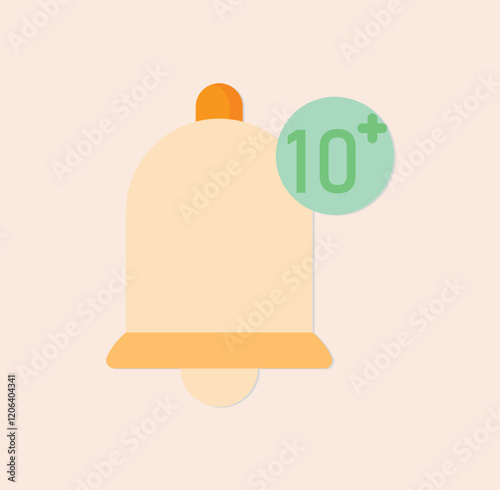 Notification bell with ten plus messages icon digital communication design