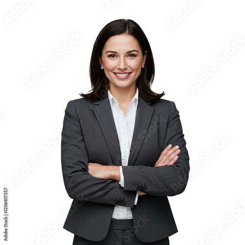 Attractive young business woman with arms crossed	