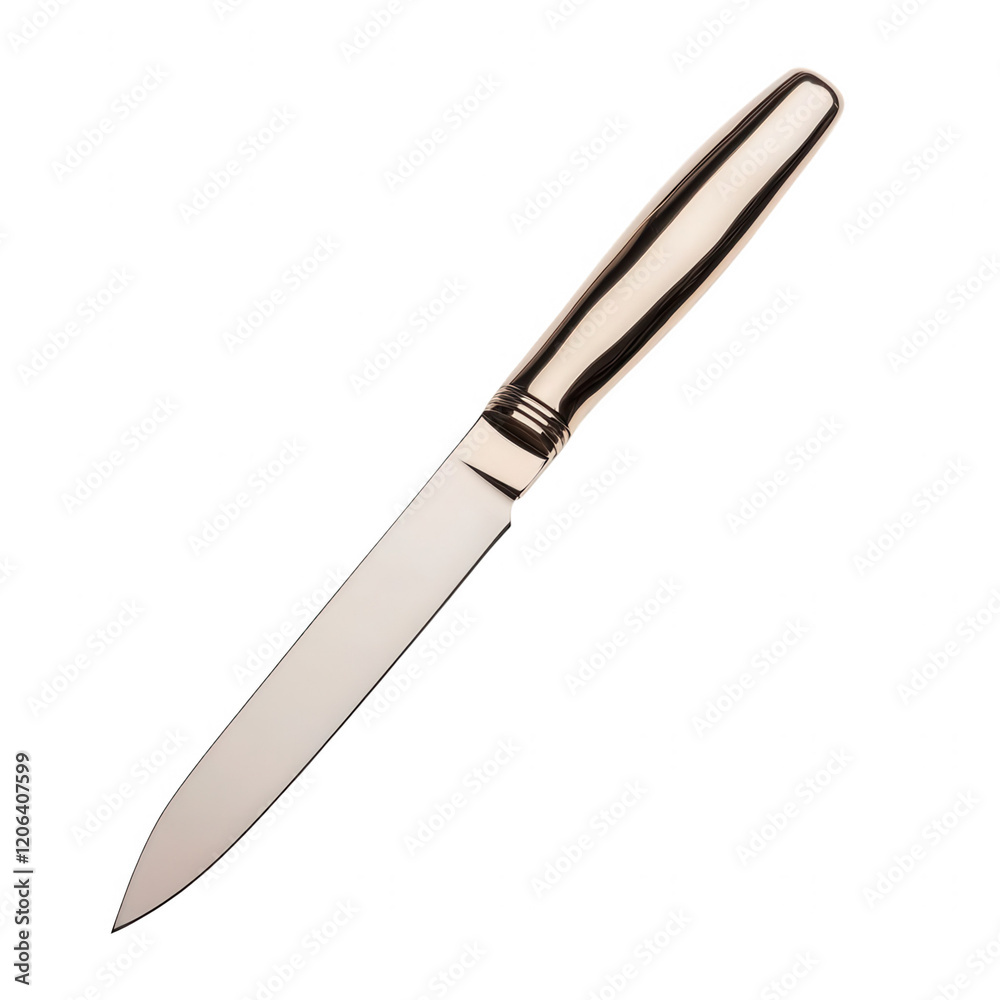 A sleek, stainless steel knife with a polished handle, designed for precision cutting and culinary tasks, Transparent Background. A sleek, stainless steel knife with a polished handle, designed for precision cutting and culinary tasks, Transparent Background.