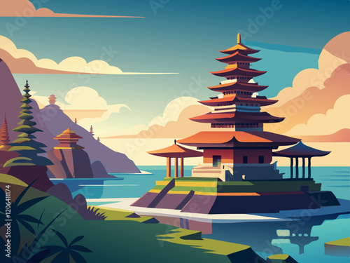 A traditional Balinese temple perched on a cliff overlooking the ocean.