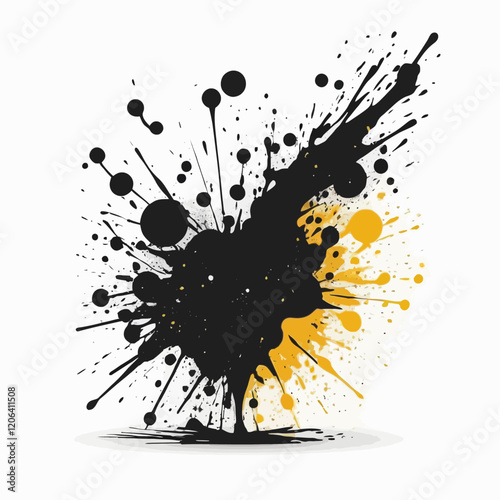 Black and yellow brush stroke isolated on background. Paintbrush stroke vector for ink paint, grunge design element, dirt banner, watercolor design, dirty texture. Trendy brush stroke, vector 