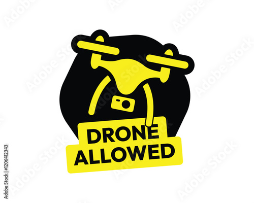 Drone Allowed Zone Sign, High-Quality Vector Image for Indicating Permitted Drone Flight Areas, Clear and Recognizable Symbol