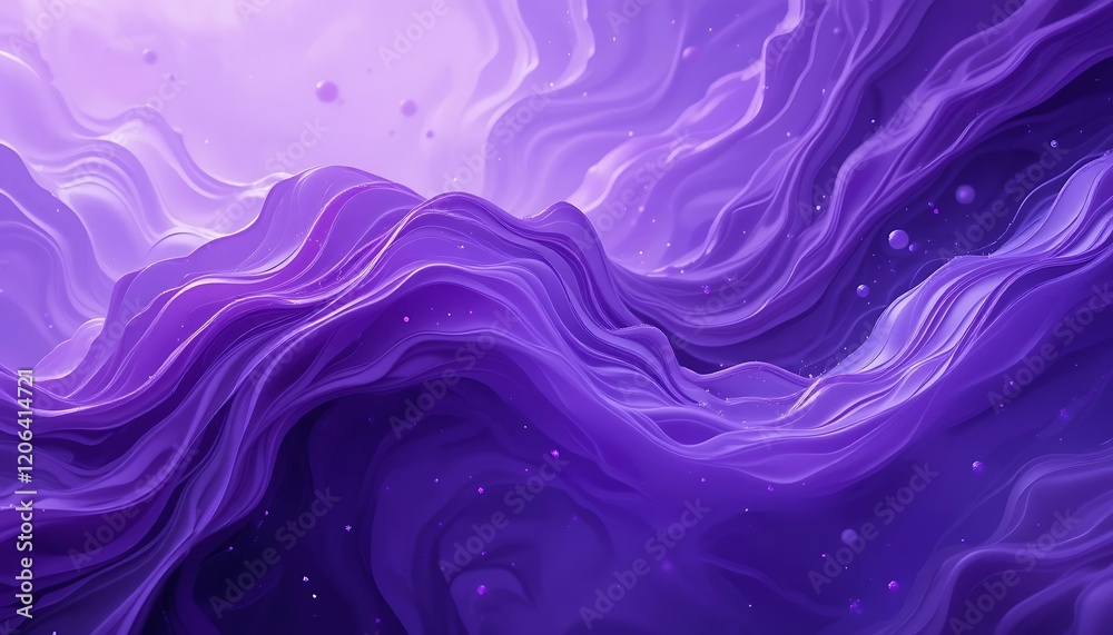 Fototapeta premium Abstract Purple Waves Flowing Softly With Glowing Particles