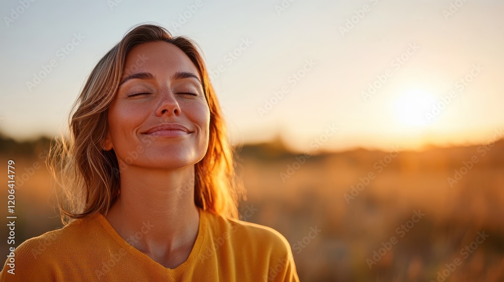 Embracing tranquility during golden hour meditation in a serene landscape Embracing tranquility during golden hour meditation in a serene landscape