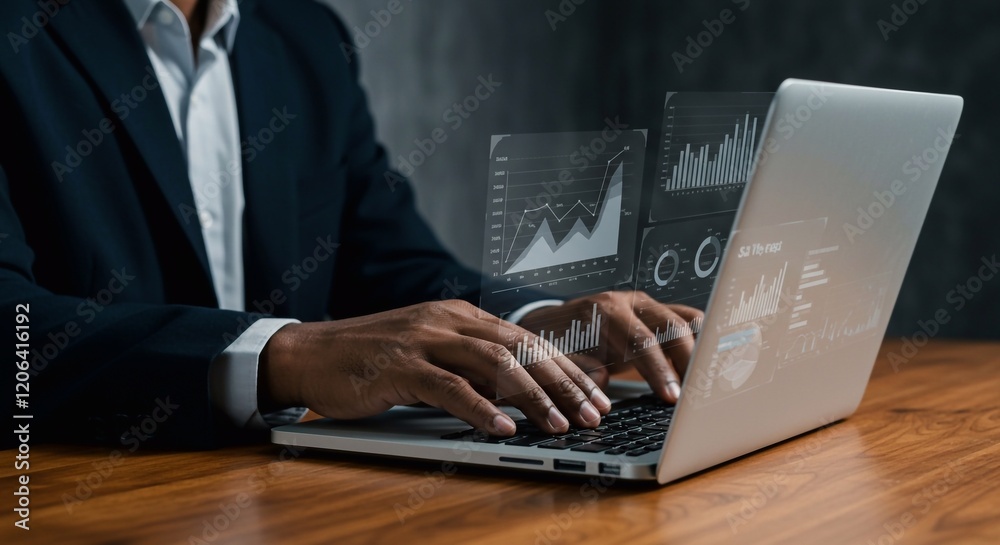 Businessman using laptop computer analyzing sales data and financial growth graph chart report. Business planning, strategy and development. Financial accounting. market research, data analysis
Businessman using laptop computer analyzing sales data and financial growth graph chart report. Business planning, strategy and development. Financial accounting. market research, data analysis