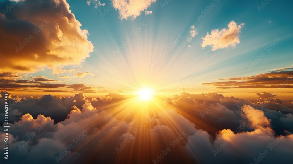 Fototapeta premium Embracing the dawn with warmth and inspiration from the sky