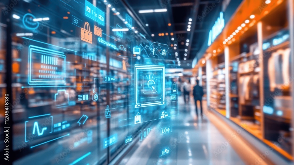 Futuristic retail shopping experience. Futuristic retail shopping experience.
