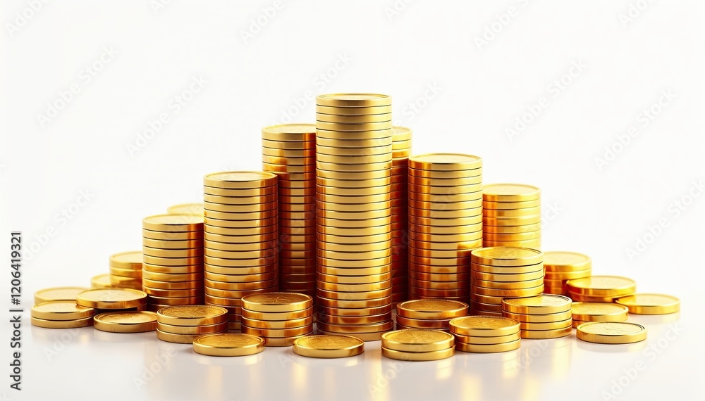 Stacks of gold coins forming a rising graph, symbolizing wealth, prosperity, and financial success. A powerful image for business and finance. Stacks of gold coins forming a rising graph, symbolizing wealth, prosperity, and financial success. A powerful image for business and finance.