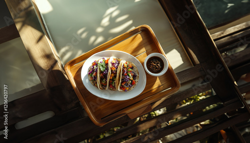 Delicious healthy tacos with fresh ingredients