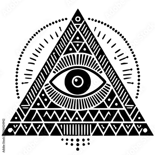 Ethnic one-eyed triangle silhouette