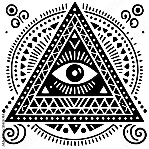 Ethnic one-eyed triangle silhouette