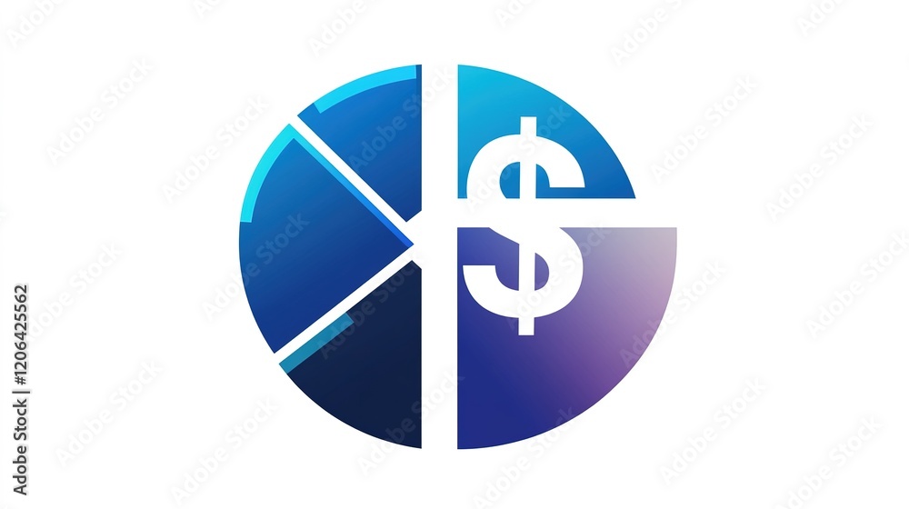 Blue line Pie chart infographic and dollar symbol icon isolated on white backgroundDiagram chart sign. Blue line Pie chart infographic and dollar symbol icon isolated on white backgroundDiagram chart sign.