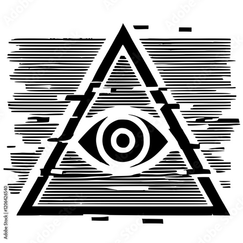 One-eyed triangle silhouette glitch