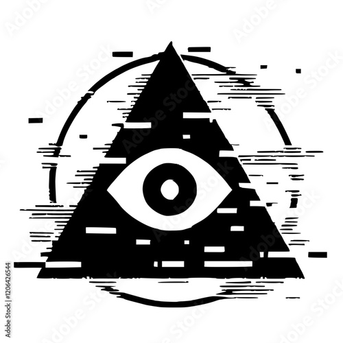 One-eyed triangle silhouette glitch