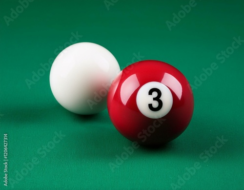 billiard balls on a green table