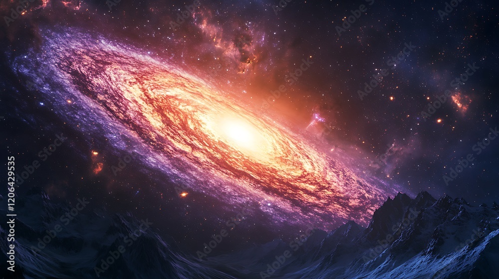 Fototapeta premium A stunning depiction of a galaxy with vibrant colors and depth.