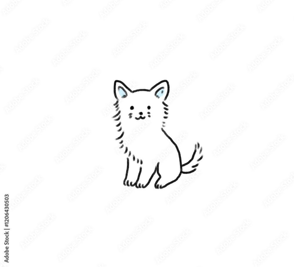 Obraz premium 手書きの線画可愛い犬シリーズ チワワ