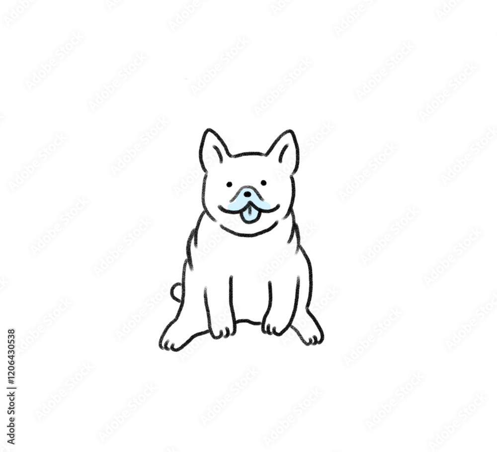 Obraz premium 手書きの線画可愛い犬シリーズ フレンチブルドック