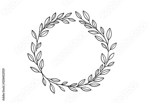 Laurel wreath design featuring leaf decoration in a decorative wreath style