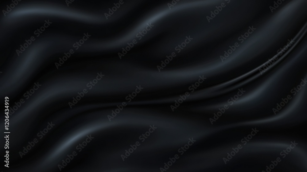 Fototapeta premium Abstract black silk fabric with smooth, elegant waves and folds.