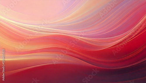 Abstract, flowing design with rich warm tones of red. Wavy lines with gradients blending. Harmonious and dynamic aesthetic.