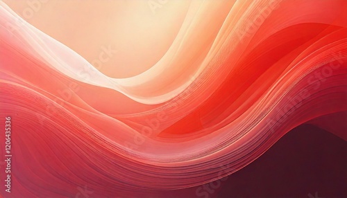 Abstract, flowing design with rich warm tones of red. Wavy lines with gradients blending. Harmonious and dynamic aesthetic.