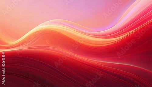 Abstract, flowing design with rich warm tones of red. Wavy lines with gradients blending. Harmonious and dynamic aesthetic.