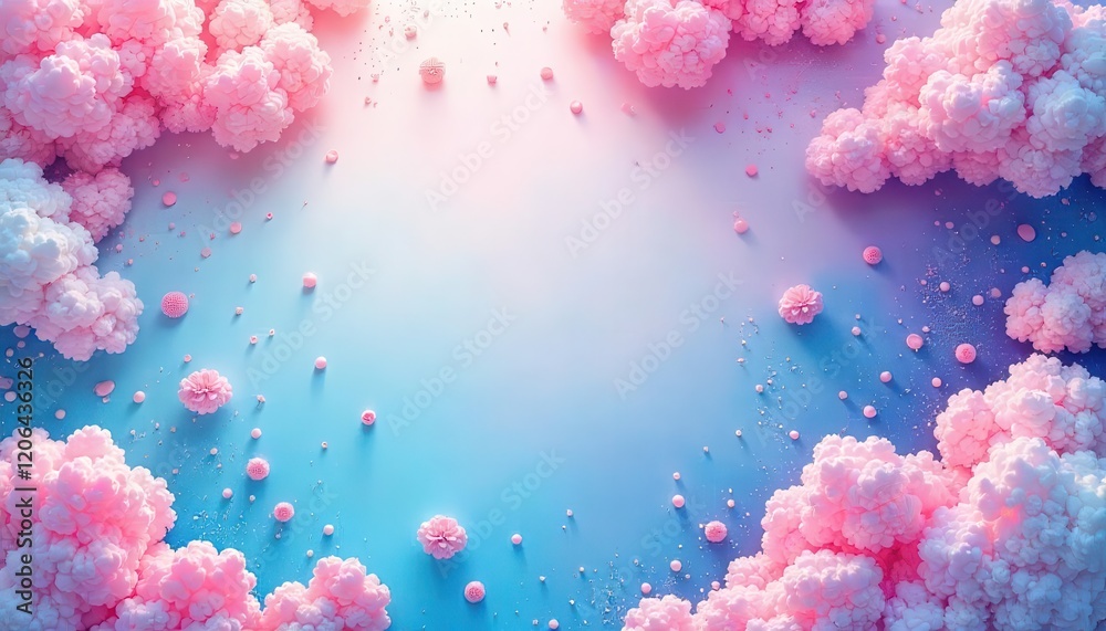 Fototapeta premium Ethereal pink cloudscape dreamlike environment digital art serene atmosphere aerial view abstract concept