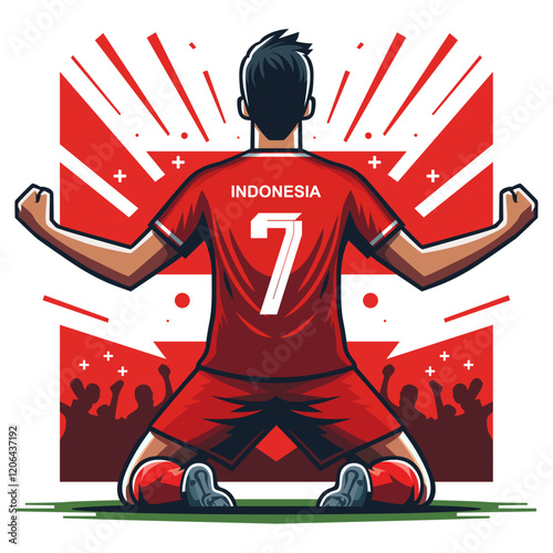 Indonesian players celebrate in front of the audience after scoring a goal