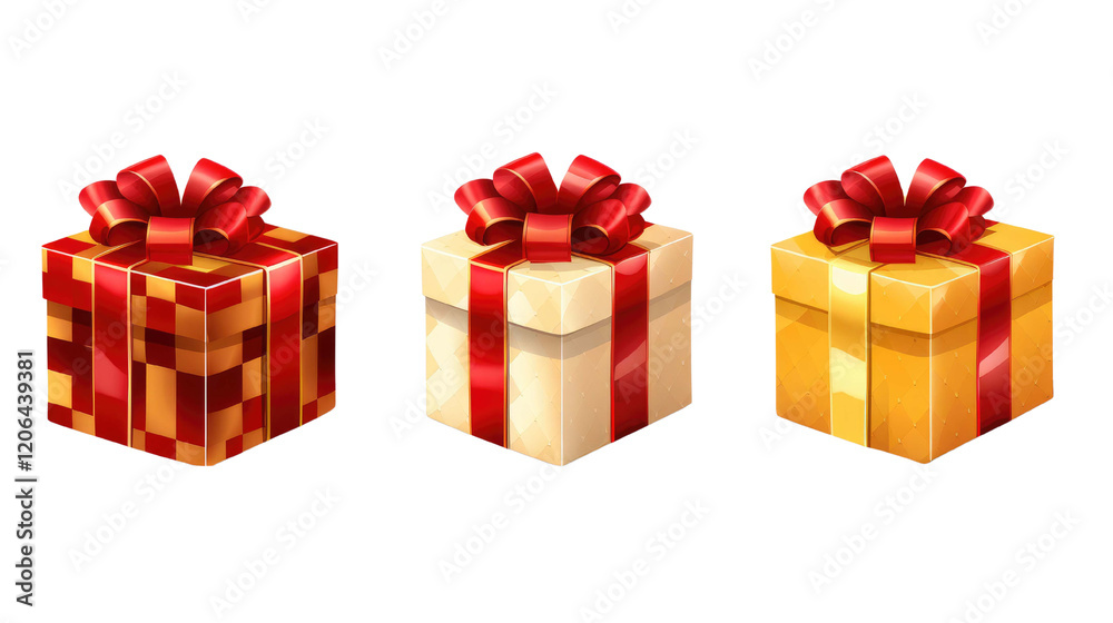 set of gift boxes isolated on transparent background set of gift boxes isolated on transparent background