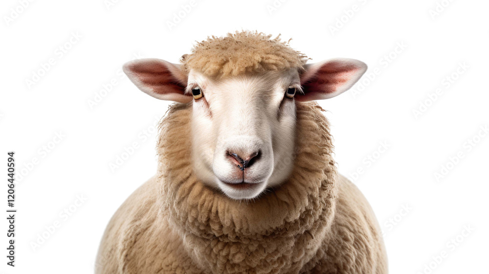 Obraz premium Sheep short face isolated on white transparent background