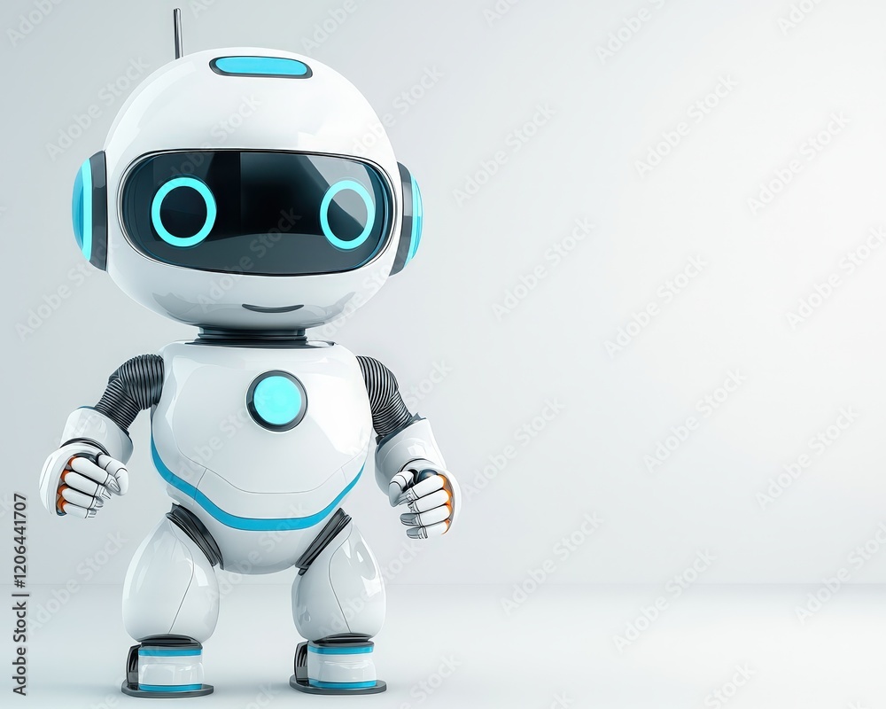 Charming Robot Character with Blue Accents Charming Robot Character with Blue Accents