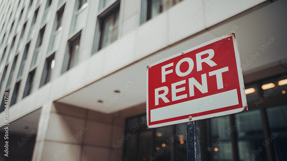 For rent sign displayed on a residential building, symbolizing opportunities for new beginnings and the dynamic nature of urban living. For rent sign displayed on a residential building, symbolizing opportunities for new beginnings and the dynamic nature of urban living.