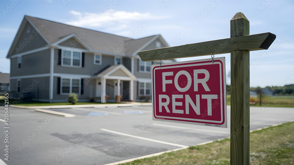 For rent sign displayed on a residential building, symbolizing opportunities for new beginnings and the dynamic nature of urban living. For rent sign displayed on a residential building, symbolizing opportunities for new beginnings and the dynamic nature of urban living.