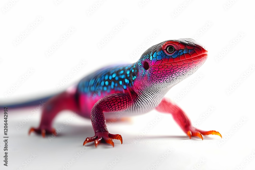 Fototapeta premium Vibrant Colorful Lizard with Unique Patterns on White Background