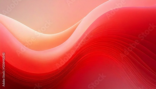 Abstract, flowing design with rich warm tones of red. Wavy lines with gradients blending. Harmonious and dynamic aesthetic.