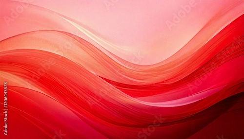Abstract, flowing design with rich warm tones of red. Wavy lines with gradients blending. Harmonious and dynamic aesthetic.