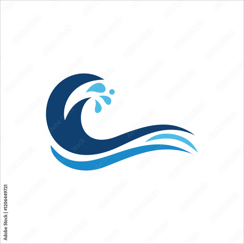 Abstract blue wave design with nature-inspired elements incorporating water motifs, in a flowing decorative pattern. Abstract blue wave design with nature-inspired elements incorporating water motifs, in a flowing decorative pattern.
