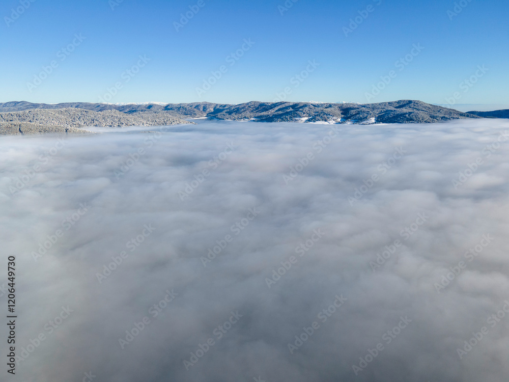 Batak Reservoir covered with clouds, Bulgaria Batak Reservoir covered with clouds, Bulgaria