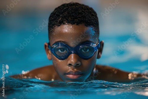 Young African American Swimmer