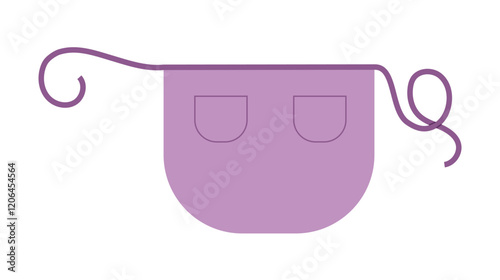 Maid Apron Scalloped technical fashion illustration. uniform for cleaning violet cartoon Flat sketch outline apparel template front view. Women, men unisex CAD mockup isolated on white background