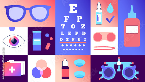 Optometry examining the eyes