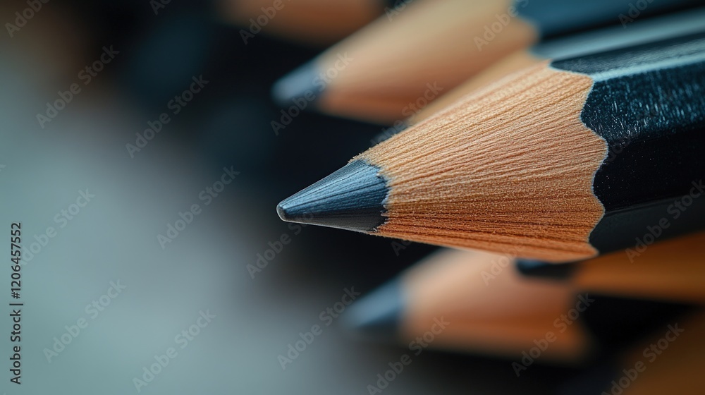Obraz premium Close-up Macro Photography of Dark Graphite Pencils, Detailed Texture and Sharp Points