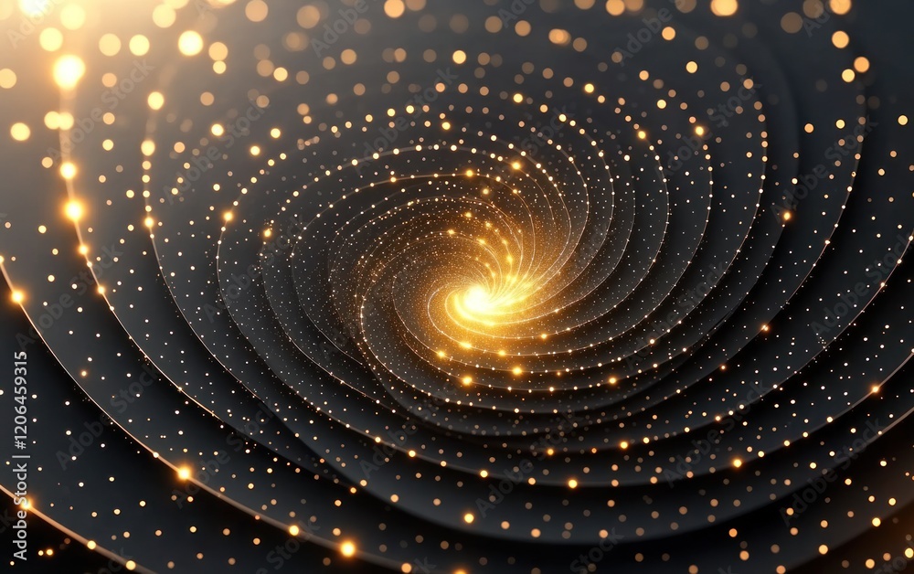 Obraz premium Golden Vortex of Light: Abstract Cosmic Swirl Background
