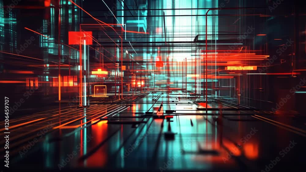 Exploration of a futuristic digital landscape with vibrant hues in a high-tech environment Exploration of a futuristic digital landscape with vibrant hues in a high-tech environment
