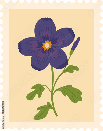 Rectangle Floral Postmark